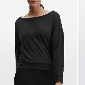 Fabletics Sleek Knit Boat Neck Pullover Size S black